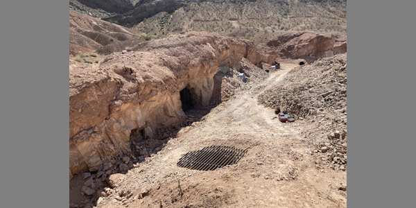 Division of Minerals AML contractor Environmental Protection Services performing hard closures of abandoned mines in northeast Clark County, May 10, 2023.